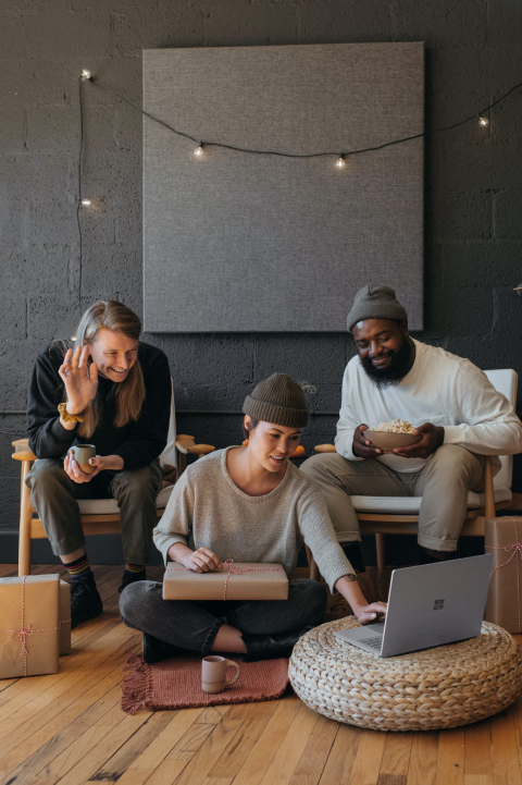 three people at work